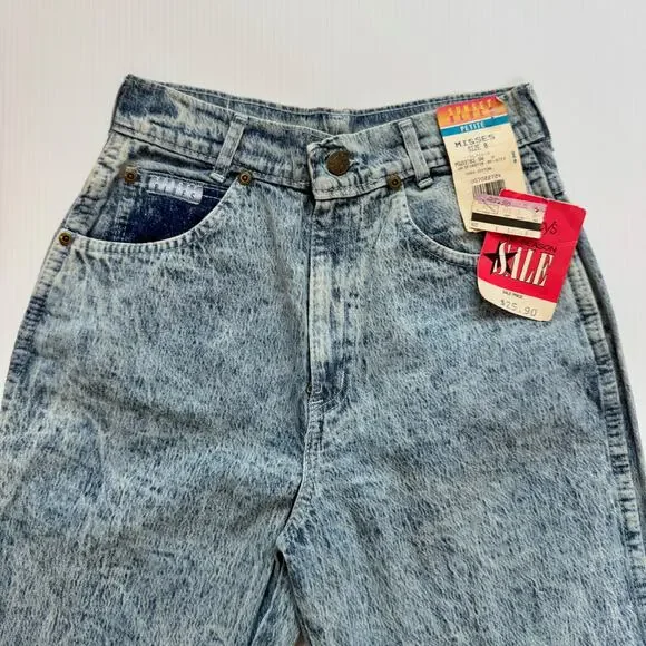 VTG 80s NWT High Rise Acid Wash Jeans Women's 8 Petite Americana USA Deadstock - Picture 6 of 15